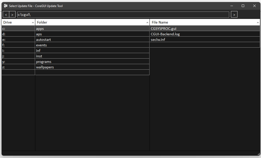 CoreGUI Updater File Manager